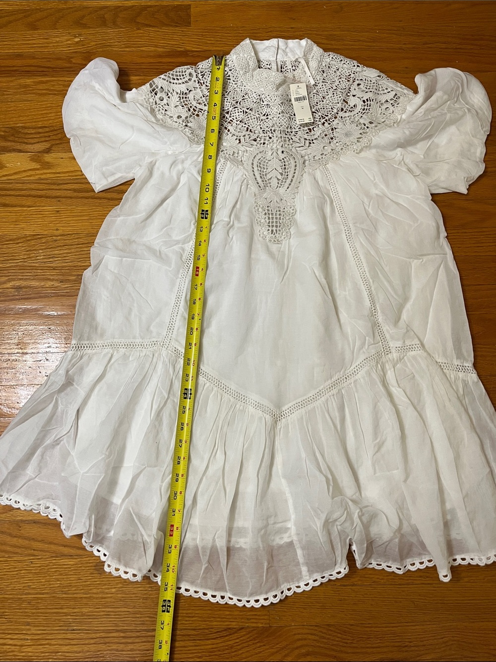 Anthropologie high neck lace tunic dress size Medium Ivory new - Picture 8 of 11